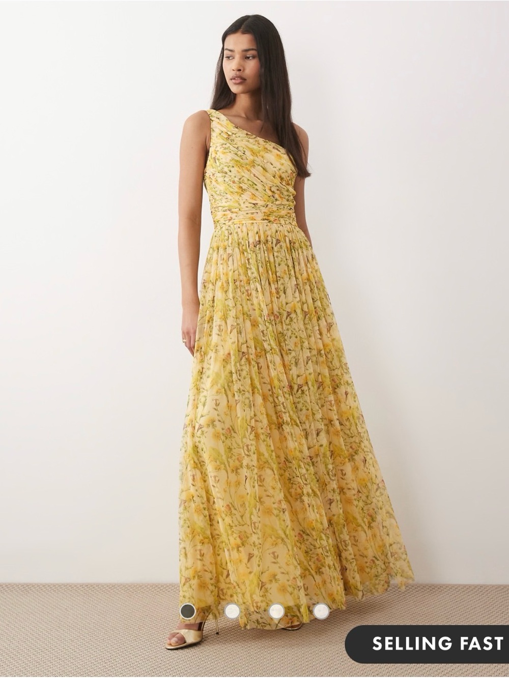 ASOS Yellow Floral One-Shoulder Maxi Dress